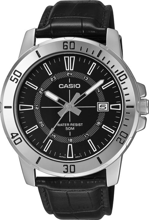 Casio MTP-VD01L-2BV Men's Enticer Blue Leather Band Blue Dial Casual Analog Sporty Watch (220 mm)