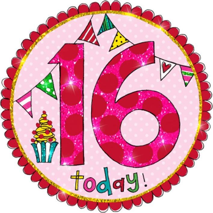 Actual product image Rachel Ellen Glitter 16th Birthday Badge