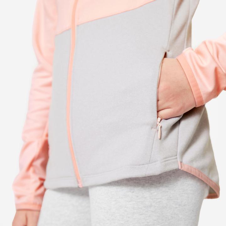 Produktbild Decathlon Trainingsjacke Mädchen tailliert - rosa/grau (12, 13, 14)