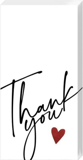 Actual product image IHR Handkerchief Thank you with Hearts red