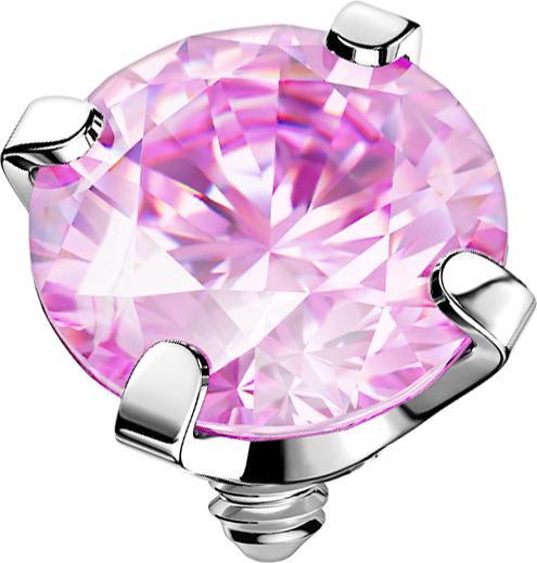 Actual product image Star Piercing Dermal Anchor silver crystal pink set (without brass, Surgical steel 316L)
