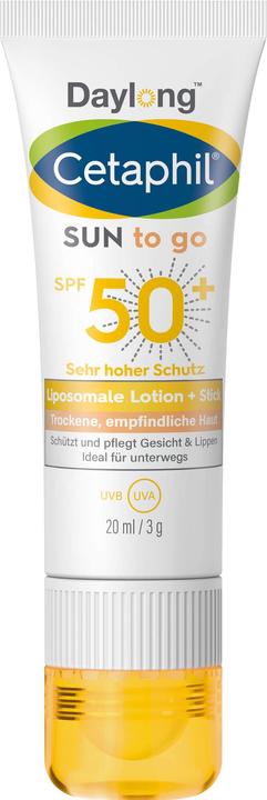 Immagine prodotto Daylong Cetaphil Sun to go lozione liposomiale + stick SPF 50+, soluzione da 20 ml (Crema solare, SPF 50+, 20 ml)