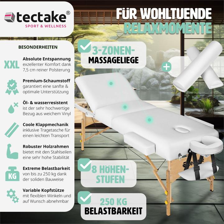 Actual product image tectake Ensemble de table de massage à 3 zones Somwang avec rembourrage de 7,5 cm d'épaisseur, rouleaux et c