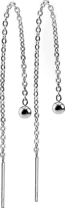 Actual product image Star Piercing Stud earrings with free falling chain and ball silver (without brass, Surgical steel 316L)