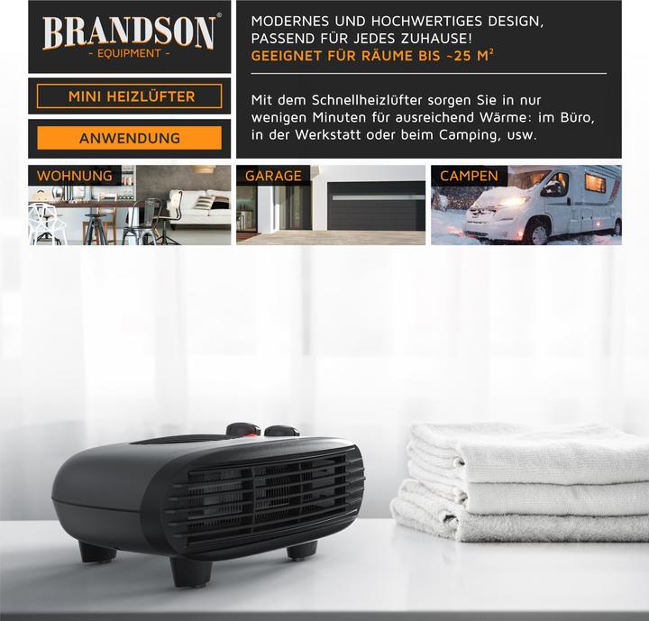 Actual product image Brandson Ceramic Fan Heater 2000 W with Adjustable Thermostat, Bathroom Heater with 3 Power Levels (2000 W)