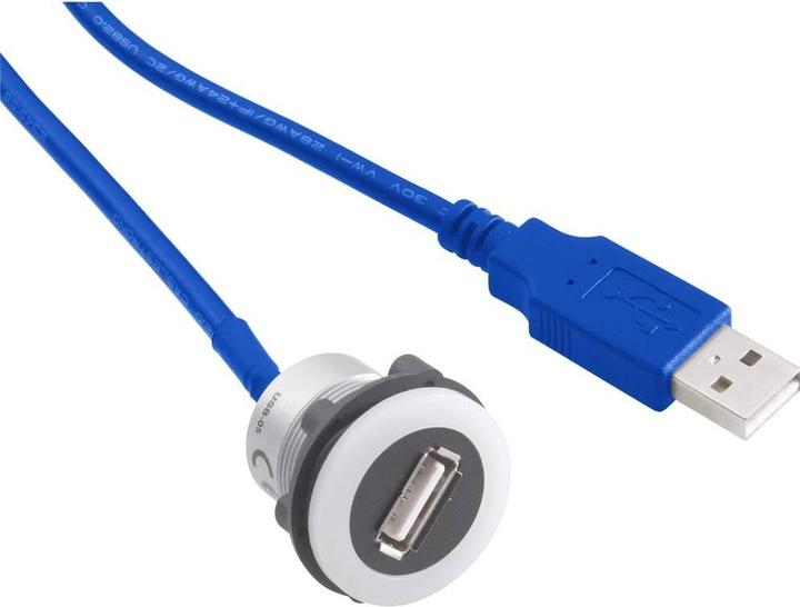 Produktbild Tru Components USB-Einbaubuchse Buchse, Einbau USB-12-BK USB-Buchse Typ A auf USB-Stecker Typ A mit 60 cm Kabel Inh