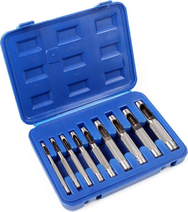 Image du produit XPOtool Wiltec Jeu Poinçons de cuir 3-12mm 9 pcs. Acier au carbone Cuir Caoutchouc Plastique souple Outil Br