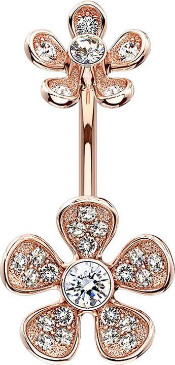 Produktbild Star Piercing Banane Innengewinde rosegold doppel Blume (Messing, Chirurgenstahl 316L)