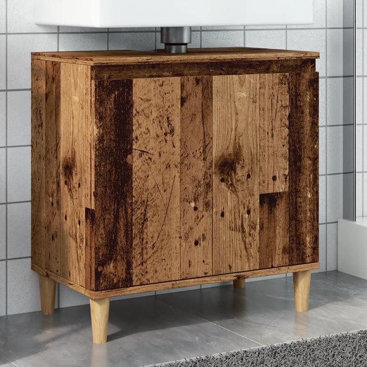 Produktbild VidaXL Waschbeckenunterschrank Unterschrank Badschrank Badmöbel Altholz-Optik (58 x 33 x 60 cm)