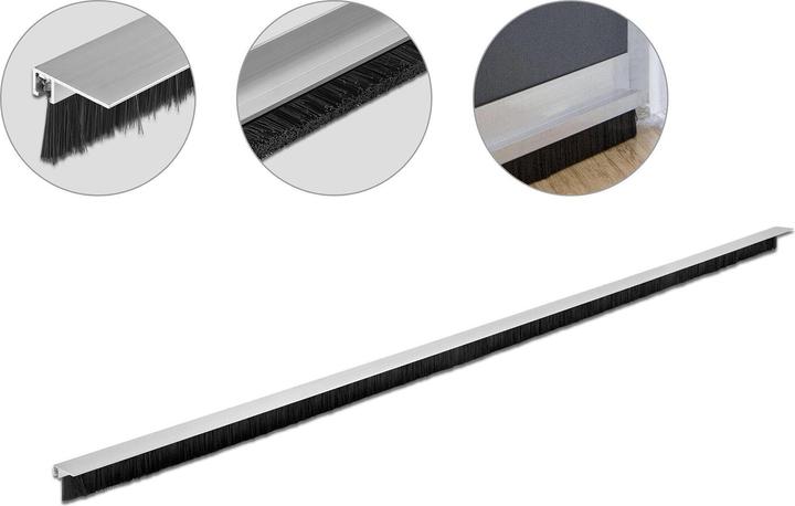 Actual product image Delock Brush strip 20 mm with aluminum profile angled (Felt gliders, 1 Piece)