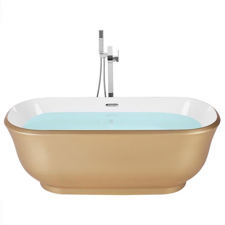 Actual product image Beliani Bathtub free-standing gold oval 170 x 77 cm TESORO (259 l, 170 cm, 77 cm)