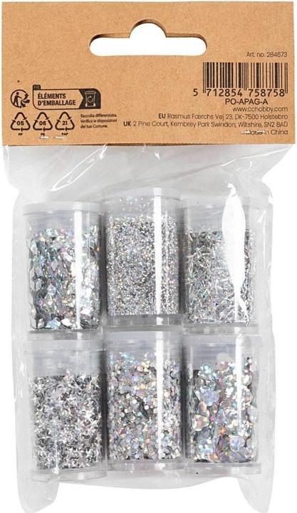 Produktbild Creativ Company Glitzerset Silber, 6 x 5 g