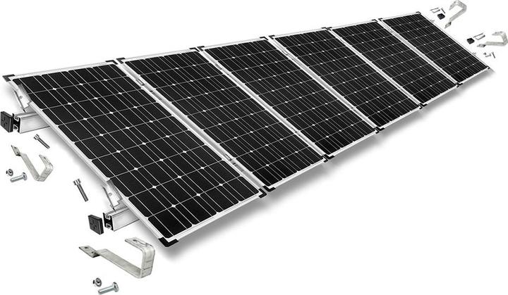 Actual product image Offgridtec Mounting kit with plain tile roof hooks for pitched roof mounting 6 solar panels Frame height 40mm