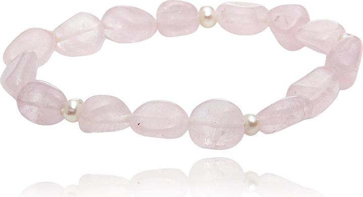 Leyda Rosenquarz & Perlen Armband (18 cm, Farbstein)