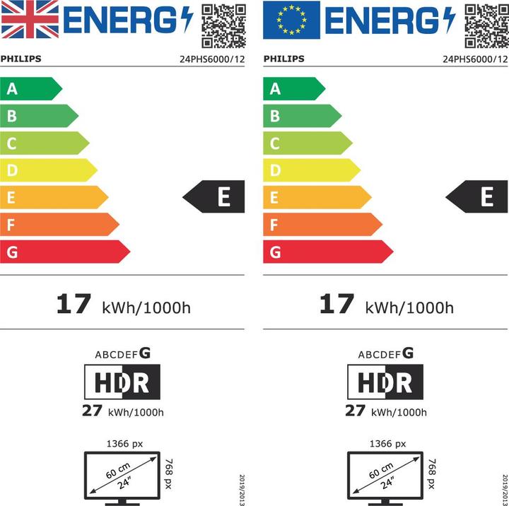 Etichetta energetica Philips 24PHS6000/12 (24", PHS6000, LED, HD)
