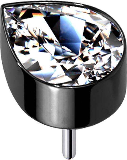 Star Piercing Threadless schwarz mit Tropfen Kristall silber (Titan G23, ohne Messing)