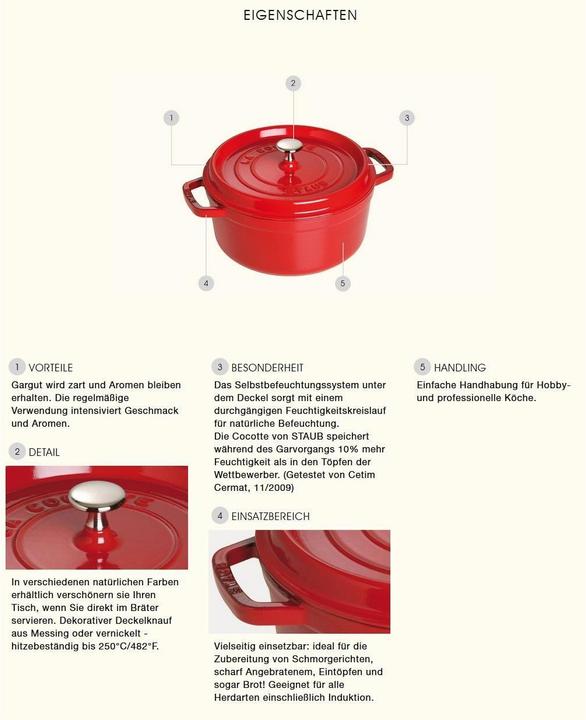 Actual product image Staub Cocotte (23 cm, Casserole + Stewpot, Cast iron, Enamel)
