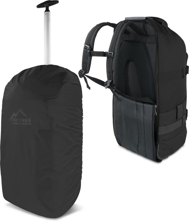 Produktbild Normani Reisetasche „Melano“ mit Rucksackfunktion und Regenüberzug Schwarz (60 l, M (50 - 90l))