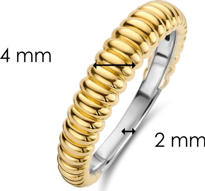 Actual product image Ti Sento Milano Ring silver ribbed structure gold-plated 12218SY (56, 925 Silver)