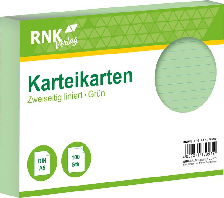 Rnk Index cards lined A5 (A5, 205 g/m², 100 x)