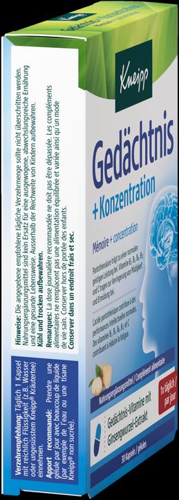Produktbild Kneipp Gedächtnis + Konzentration (30 Stück, Kapseln, 15 g)
