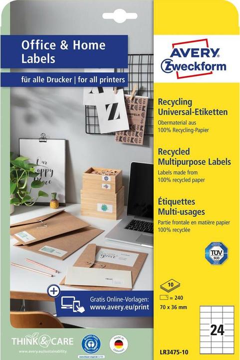 Image du produit Avery Étiquettes de recyclage, Home Office, Kleinpackung