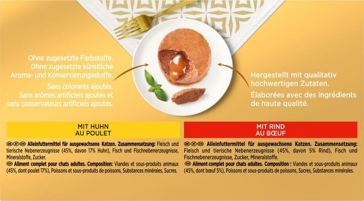 Image du produit Gourmet Poulet et boeuf Gold Melting Heart (Adulte, 4 pcs, 400 g)