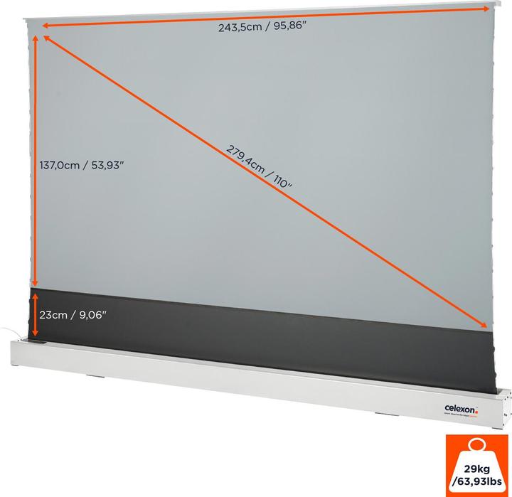 Produktbild Celexon CLR HomeCinema UST elektrische Boden-Leinwand 110 243x137cm weiss (16:9)