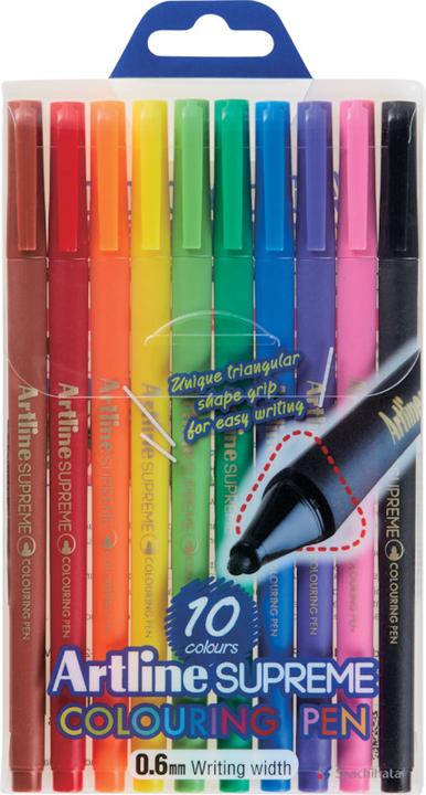 Artline Fasermaler Triangular Supreme Colouring Pen (Sortiert, 10 x)