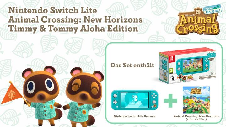 Produktbild Nintendo Switch Lite Animal Crossing: New Horizons Timmy & Tommy Aloha Edition