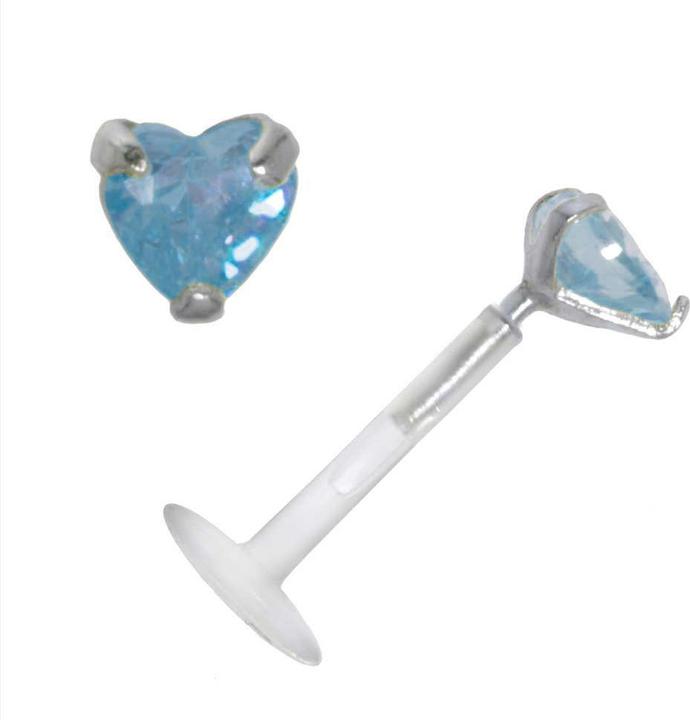 Bijouteria Piercing für Lippe/Tragus (Bioplast, Silber 925, Zirkonia)