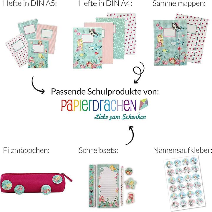 Actual product image Papierdrachen Mermaid school folder (A4, 2 x)