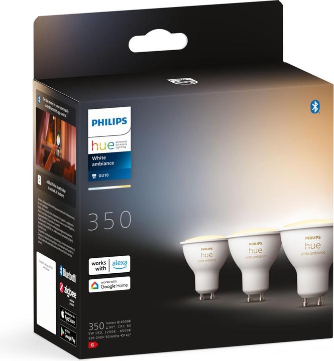 Actual product image Philips Hue White Ambiance (GU10, 5.70 W, 400 lm, 3 x, G)