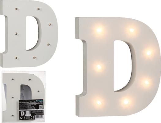 Produktbild Ootb Beleuchteter Holz-Buchstabe D, mit 7 LED, ca. 16 cm