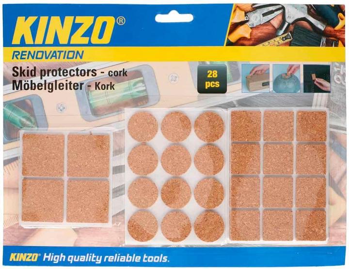 Actual product image Kinzo Skid pads cork 28pc 3as (Felt gliders, 28 Piece)