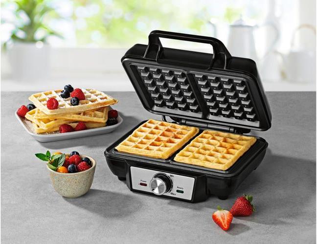 Actual product image Gourmetmaxx Waffeleisen Schwarz/Silber, Leistung: 1000 W, Anzahl pro