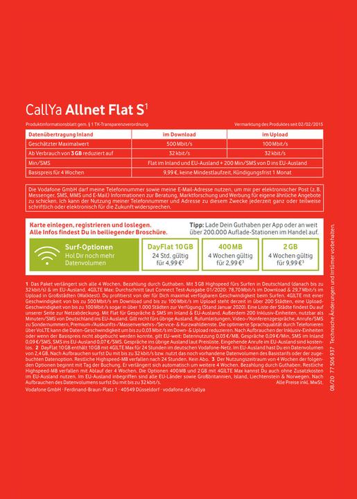 Produktbild Vodafone CallYa Smartphone Special Triple New