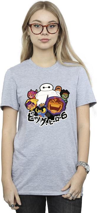 Actual product image Disney Womens/Ladies Big Hero 6 Baymax Group Manga Cotton Boyfriend T-Shirt (L)
