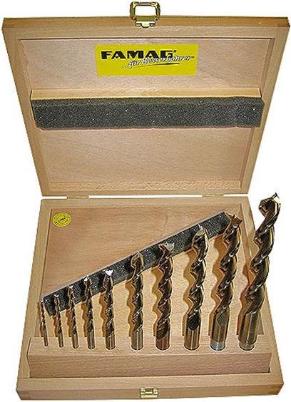 Actual product image Famag Wooden spiral bit set, HSS-G (3 mm, 4 mm, 5 mm, 6 mm, 8 mm, 10 mm, 12 mm, 13 mm, 14 mm, 16 mm)