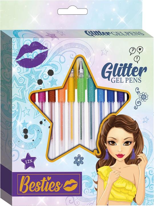 Immagine prodotto Besties Penne gel glitterate, 12 pezzi. (Multicolore, 12 x)