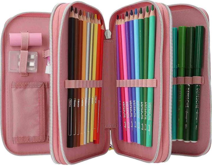 Actual product image Top Model Topmodel - TOPModel Triple Pencil Case JUICY - Dusky Pink with Orange Dots (413323)