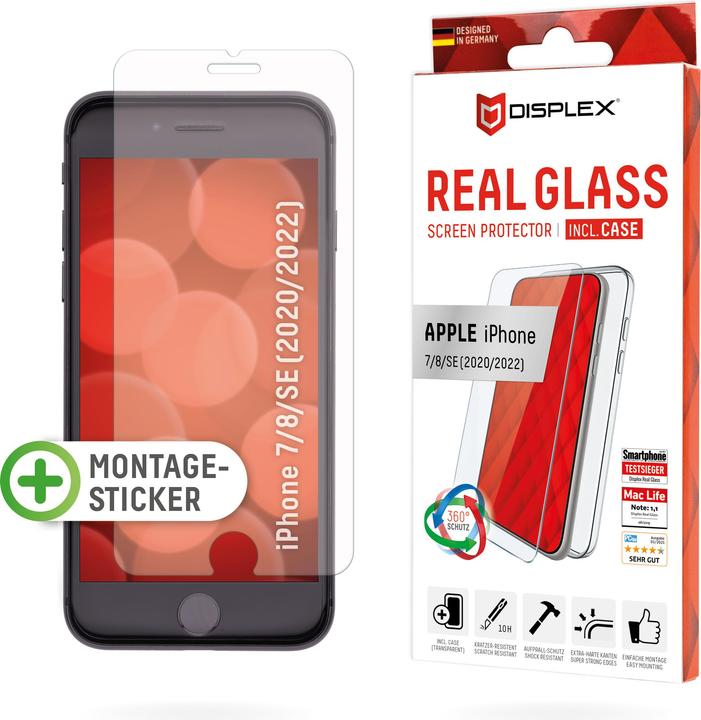 Image du produit Displex Real Glass, 2D Panzerglas + Handyhülle (1 pièce(s), Apple iPhone 6, Apple iPhone 8, Apple iPhone 7, Apple iPhone SE (2ème génération), Apple iPhone SE (3ème génération))