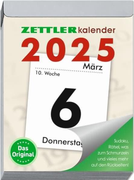 Produktbild Tagesabreisskalender 2025 XL, 8,2x10,7cm, Abreisskalender mit Sudokus, Rezepten und (Deutsch)