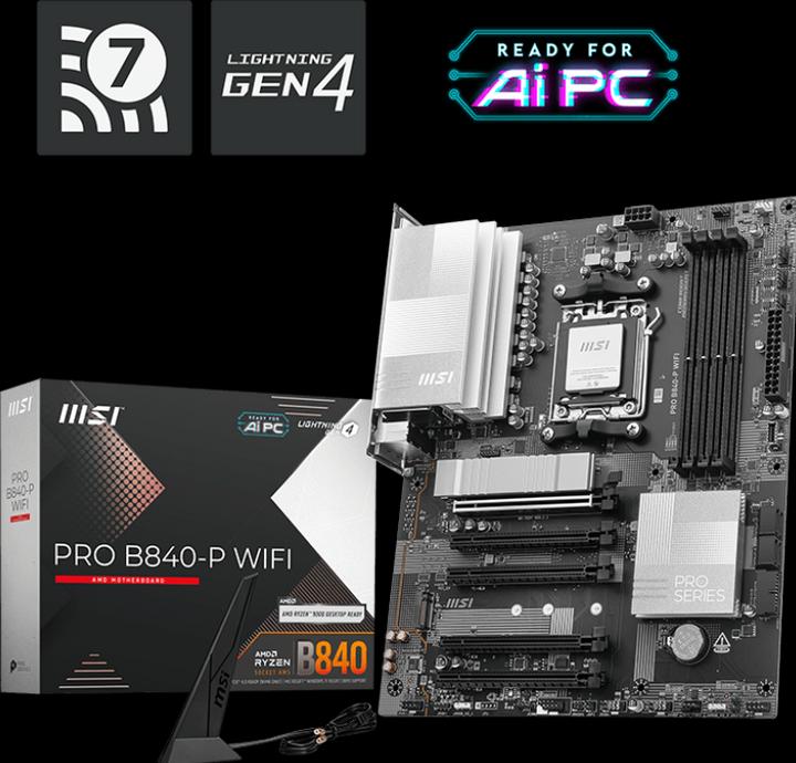 Actual product image MSI PRO B840-P WIFI (AM5, AMD B840, ATX)