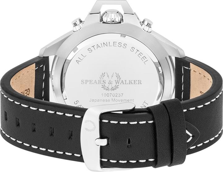 Produktbild Spears & Walker Herren Quarzuhr Varus II Echtleder schwarz - 23248 (Chronograph, 50 mm)