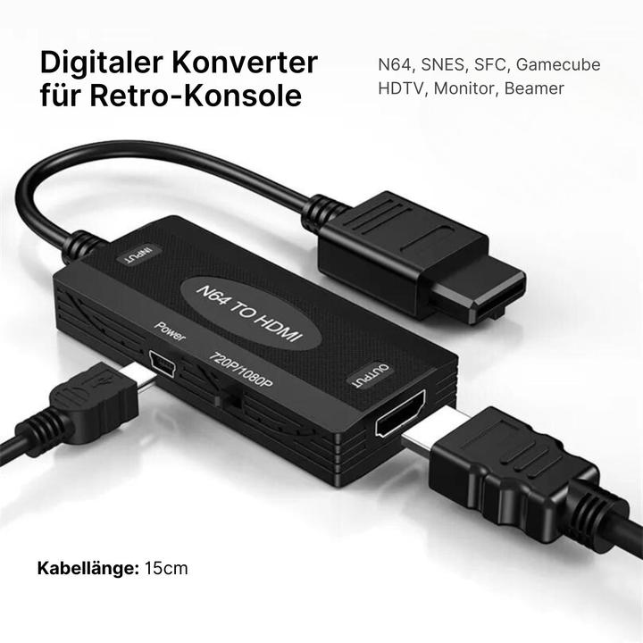 Actual product image Hermex N64/SNES/SFC/Gamecube zu HDMI-Adapter HDMI-Konverter HDMI-Umwandler (USB-A, Micro USB, HDMI, 8.30 cm)