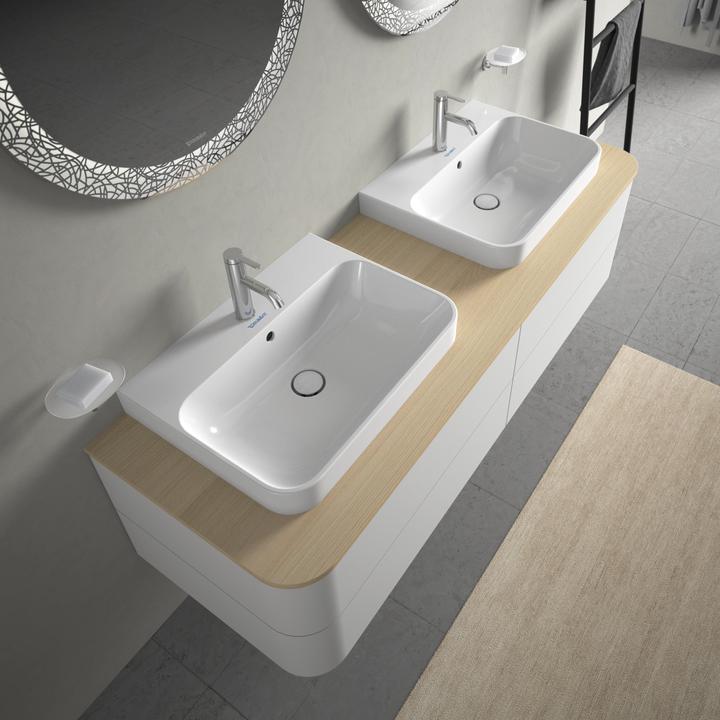Produktbild Duravit Aufsatzbecken HAPPY D.2 PLUS m ÜL m HLB 600x460mm 1 Hahnloch weiss WG (460 mm, 600 mm)