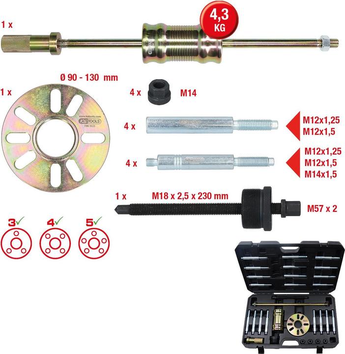 Actual product image KS Tools Universal Wheel Hub/ Cardan Shaft Puller Set 700.1530