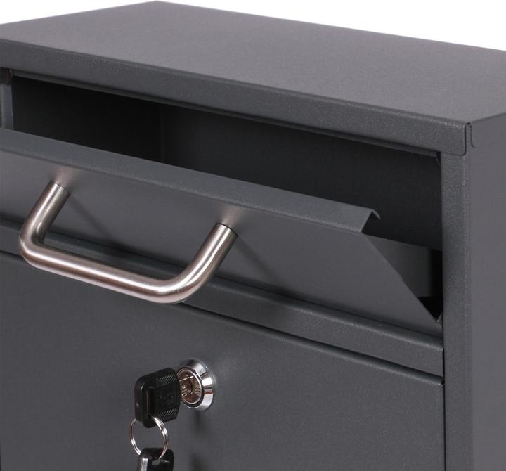 Actual product image Wiltec Wall Mounted Letter Box V51 Anthracite Lockable Box Post Mailbox with Windows