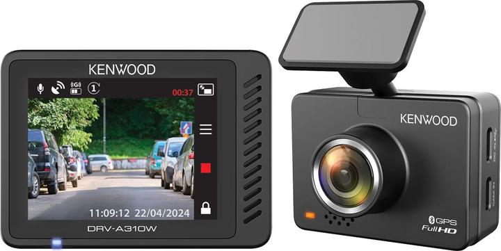 Kenwood DRV-A310W FHD DashCam 12/24V/GPS/WiFi/App (Récepteur GPS, WiFi, Écran intégré, Accéléromètre, Microphone intégré, Full HD)